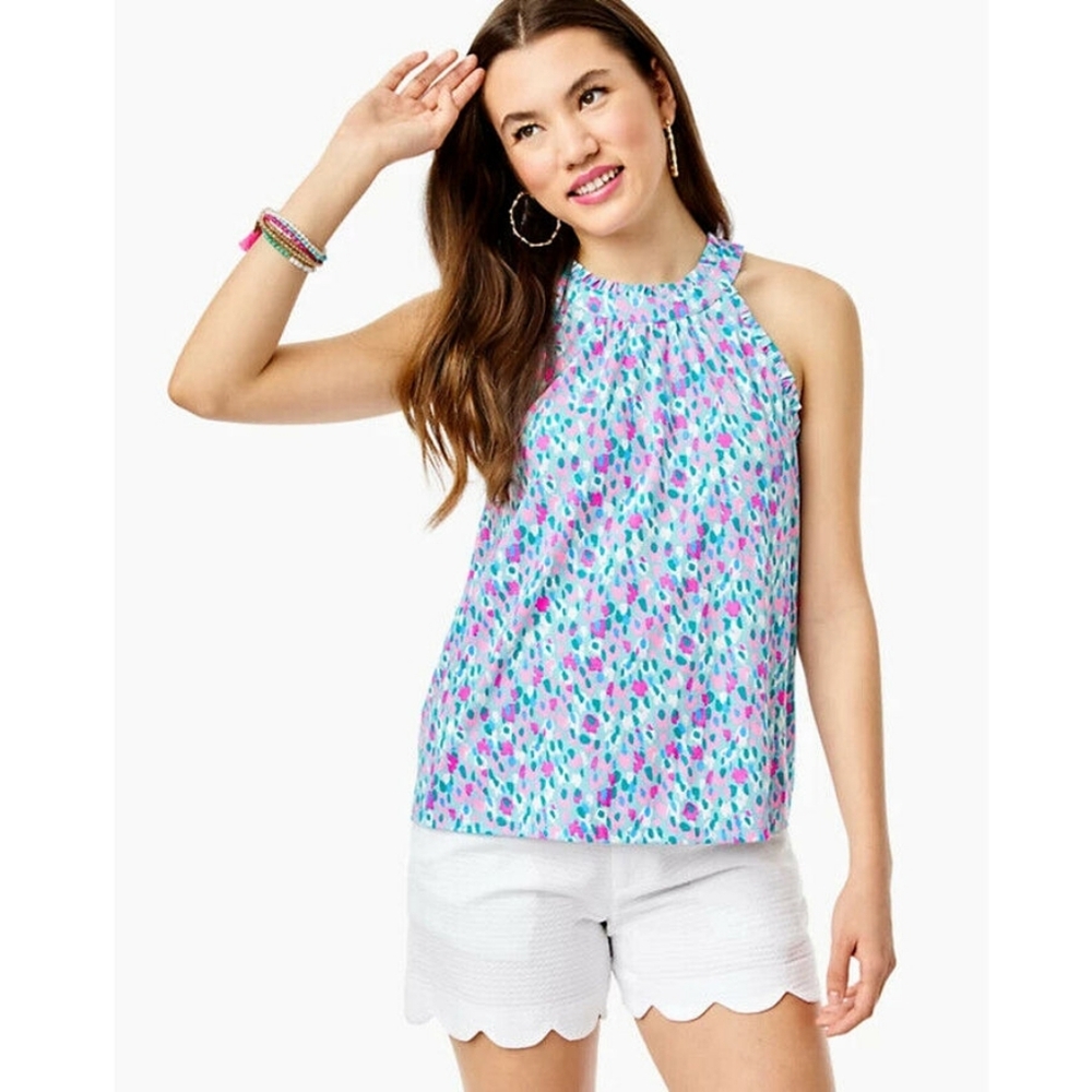 Lilly Pulitzer Jerrica Blue and Pink Halter Top